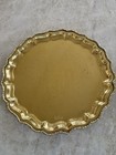 Vintage 12 1 2    Ornate Solid Brass Scalloped Edge Round Tray 
