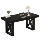 Moronia 63 In  Rectangle Black Wood Computer Desk With X-shaped Legs  2-person H
