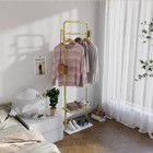 Space-saver Gold Coat Rack Clothes Hanger Stand Tree 4 Hooks Organizer Shelves