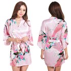 Sexy Silk Peacock Women Bridal Bridesmaid Kimono Bathrobe Satin Night Dress Gown