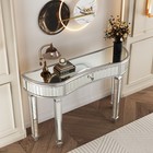 Half-moon Mirrored Console Table With Fluted Glass   Drawer   entryway Vanity Desk