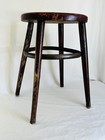 Vintage Rustic Wooden Stool With Metal Accents And Floral Seat Country Style