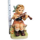 A Little Girl Sitting Playing Violin Ceramic Vintage Figure Preowned Well Cared