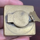 Antique Brass-topped Glass Traveling  Inkwell Hinged Screw Lid Victorian 1800s