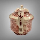 Vintage Red Transferware Teapot Antiche Riproduzioni Italian