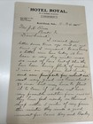 Antique Handwritten Letter From 1904 Hotel Royal W Envelope