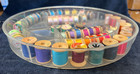 Vintage Silk Thread Lot 54 Wooden Spools Coats Clark Belding Corticelli   Caddy