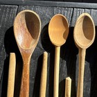 Primitive Wooden Spoons Lot Of 8 Rustic Farmhouse Cottage Carved Vintage Antique