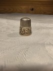 Antique Simons Bros Sterling Silver W gold Band Thimble Size 9 No Holes C1880s