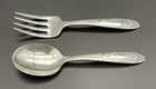 2 Pc Sterling Silver Rose Crest  Baby Set Spoon Fork Alvin No Monogram