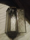 Vintage Moraccan Hanging Candle Lantern Brass   Glass Matching Lantern Available