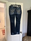 Rock Revival Embroidered Bootcut Blue Denim Jeans Stretch Zip Button