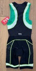 Tyr Competitor Men s Small Black Green Trisuit Short John With Bike Amp Pad New