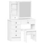 White Dressing Table Set With Sliding Storage Vanity Mirror And Stool 6 Drawers 