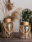 Rustic Hanging Glass Vase Rope Net Dry Flower Glass Vase With Art Hemp Rope Home