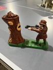 Vtg Cast Iron Mechanical Coin Bank Hunter Shooting Bear In Tree 9 5  Works a 18