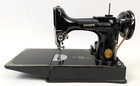 Vintage Singer 221 Featherweight Portable Sewing Machine In Original Case Works