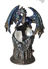 8   Dragon Foresight Holding Crystal Ball Gothic Fantasy Statue Bronze Finish