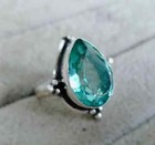Natural Aquamarine 925 Sterling Silver Band  Statement Ring Handmade  All Size