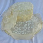 Organza Dress Hat Women Cream Floral Shimmer Bow Derby Retro Church Wedding Good