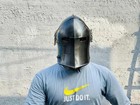 Medieval Barbute Helmet Role Play Knight Wearable Steel Helmet Christmas Gift