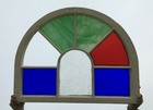 Antique Arch Top Stained Glass Window Sash Garden Shabby Vtg Chic 26x33 337-26b