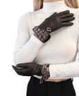 Christian Dior Vintage Trotter Monogram Logo Gloves Brown Gold Leather Cotton