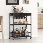 Bar Cart Serving Wine 3 Tier Home Rolling Rack With Wheels Mobile Kitchen Ind   