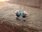 Native American Sterling Silver   Turquoise Feather Post Earrings By Joe