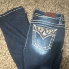 Miss Me Bootcut Jeans Blue Embroidered Stretch Denim Western Embellished Pockets