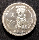 1958 Canada Silver 1 Dollar  Proof Like  High Grade  Totem Pole  Death Head  Enn