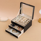 3-layer Jewelry Organizer With Glass Lid   Drawers jewelry Storag Box For Women