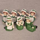 Vtg Lot Of 7 Lefton Porcelain Figurine Pixie Girls Green St Patricks 14940 01491