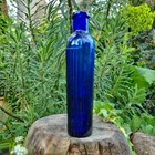 Rare Antique Cobalt Blue Oval Poison Bottle Ribbed Glass Ntbt 