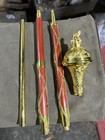 Drum Major Mace Stave   Stick - 4 Parts Full Gold  With Lion Gold Embossed Head