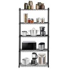 5-tier Shelves Wire Shelving Unit Rack Space Storage Organizer For Kitchen Black