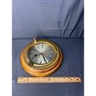 Vintage Ships Porthole Clock Brass And Wood 9  