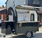 Black Retro Round Food Trailer Mobile Coffee Ice Cream Concession Stand