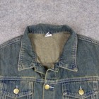 Ny Denim Dress Womens Large Sleeveless Button Down Frayed Hem Western Rodeo Vtg