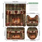 4pcs Christmas Fireplace Shower Curtain Sets With Non-slip Rugs  Christmas Ba   