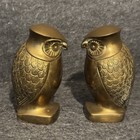 Vintage Pair Of Mcm Brass Owl Birds Animal Bookends Paperweights Weighted