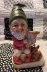 Pair Of Vintage Homco Ceramic Gnomes  Playing Musical Instruments