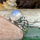 Moonstone Celtic Knot Ring Statement Irish Scottish Wiccan Pagan 925
