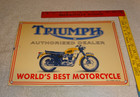 Vintage Triumph Motorcycles Dealer Porcelain Metal Gasoline   Oil Sign Lo Enamel