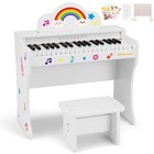 White 37key Kids Digital Piano Keyboard Wood Toddler Toy Music Education W stool