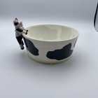 Chex Cereal Black   White Cow Print Deka Bowl W cow Figurine