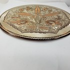 Vtg Turkish Copper Hand Etched Multi-tone Floral Decorative Plate- 12 5 