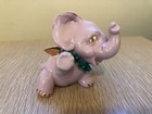 Vtg Mcm Pink Ceramic Elephant Angel Figurine Gold Wings Valentine   s