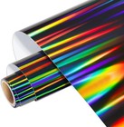 Holographic Vinyl Roll - Black Holographic Glossy Vinyl  12  X 5ft  Chrome No   