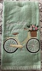Spring summer Fingertip Towels Set Of 2 Cotton 12x18 Embroidered Bicycle New